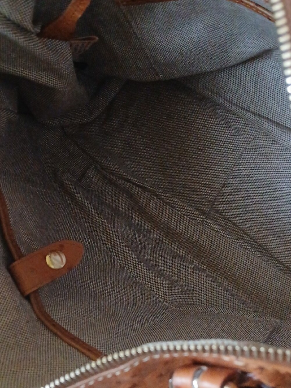 Dooney & Bourke Tan Ostrich-Embossed Shoulder Tote - Picture 5 of 9